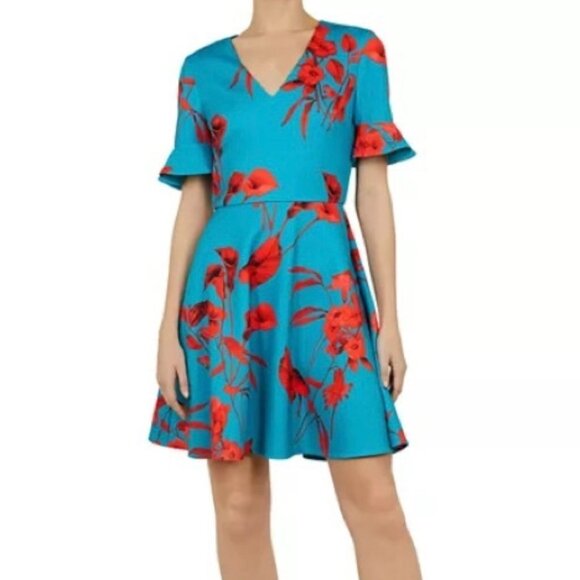 Ted Baker London Fantasia V Neck Skater Dress - Picture 5 of 6